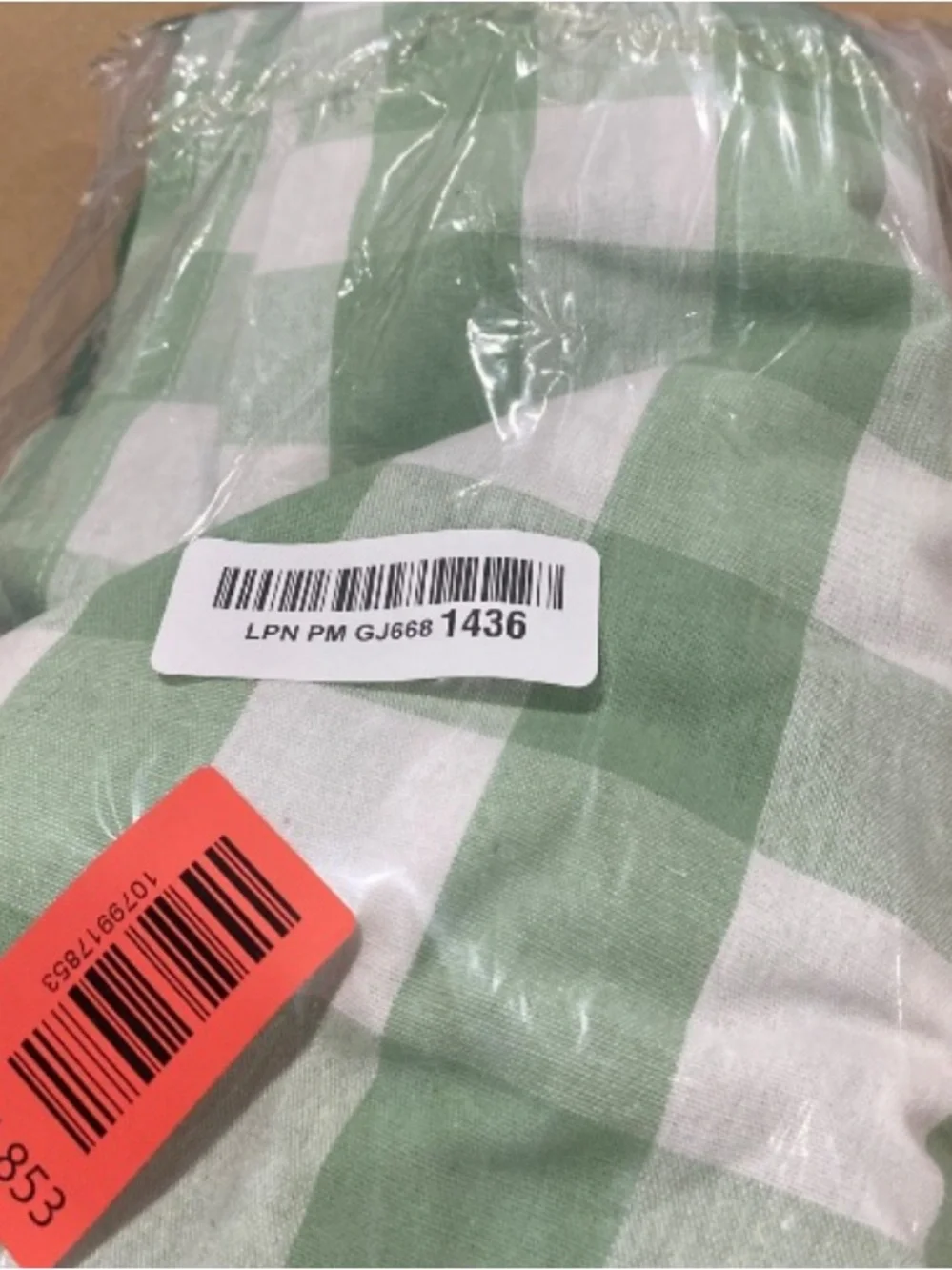 Gingham Tablecloth Cotton Blend Rectangular  95x55” GREEN WHITE